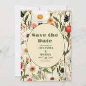 Save The Date Mariage de prairie Fleur sauvage lunaire (Devant)