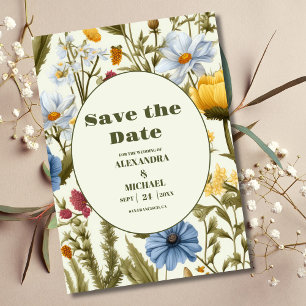 Save The Date Mariage de prairie Fleur sauvage lunaire