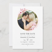 Save The Date Mariage de printemps à fleur de cerisier rose géom (Devant)