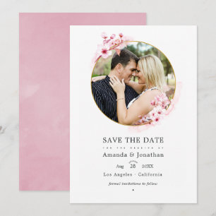 Save The Date Mariage de printemps à photo de fleur de cerisier 