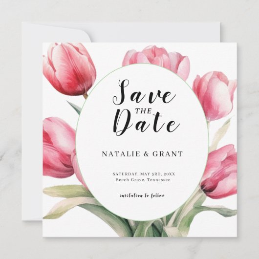Save The Date Mariage de printemps aux tulipes (Devant)