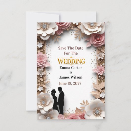 Save The Date 🌺Mariage de printemps avec fleurs de pêche 💐 (Devant)