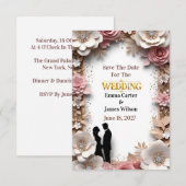 Save The Date 🌺Mariage de printemps avec fleurs de pêche 💐 (Devant / Derrière)