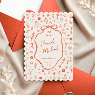 Save The Date Mariage de printemps Fleurs dessinées à la main Ro