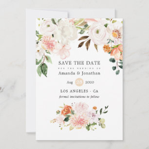 Save The Date Mariage de printemps floral aquarelle pastel