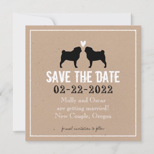 Save The Date Mariage de Pug Date à Sauvegarder (Devant)