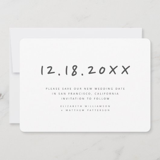Save The Date Mariage de replanification manuscrit simple (Devant)