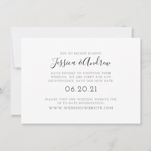 Save The Date Mariage de report photo de script moderne (Dos)