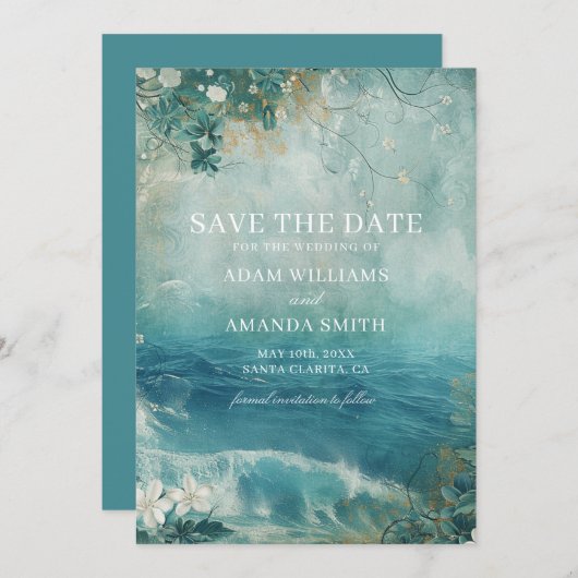 Save The Date Mariage de Rêve à Destination sur la Plage (Devant / Derrière)