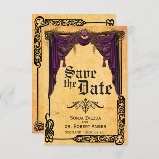 Save The Date Mariage de rideau celtique Enregistrer l'invitatio (Devant / Derrière)