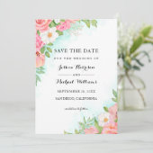 Save The Date Mariage de Rose de bouquet Floral Ombre Turquoise (Debout devant)