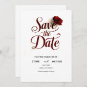 Save The Date Mariage de rose rouge modifiable (Devant / Derrière)