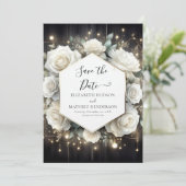 Save The Date Mariage de roses blanches à fleurs uniques (Debout devant)