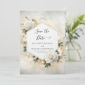 Save The Date Mariage de roses blanches imprimables modernes (Debout devant)