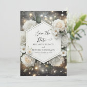 Save The Date Mariage de Roses blanches romantiques modernes (Debout devant)