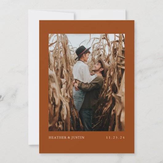 Save The Date Mariage de rouille Photo Enregistrer les dates Enr (Dos)