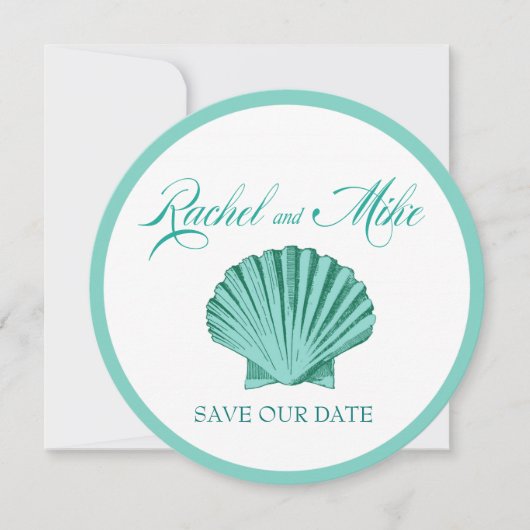 Save The Date Mariage de Scallop Seashell Beach | eau (Devant)
