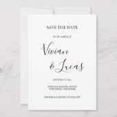 Save The Date Mariage de script blanc et noir Enregistrer la dat (Devant)