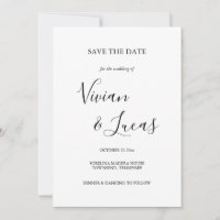 Mariage de script blanc et noir Enregistrer la dat