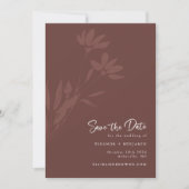 Save The Date Mariage de script botanique minimal en terre cuite (Devant)