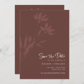 Save The Date Mariage de script botanique minimal en terre cuite (Devant / Derrière)