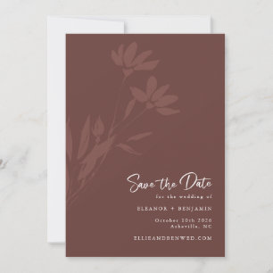 Save The Date Mariage de script botanique minimal en terre cuite