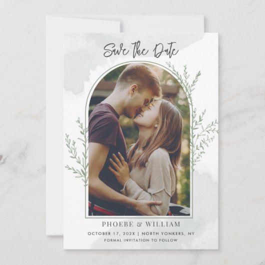 Save The Date Mariage de script d'arc photo moderne (Devant)