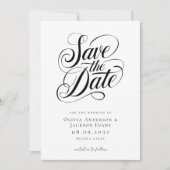 Save The Date Mariage de script de calligraphie chic (Devant)