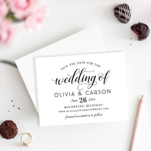 Save The Date Mariage de script de calligraphie noir et blanc mo