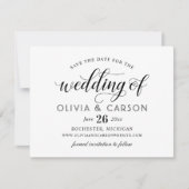 Save The Date Mariage de script de calligraphie noir et blanc mo (Devant)