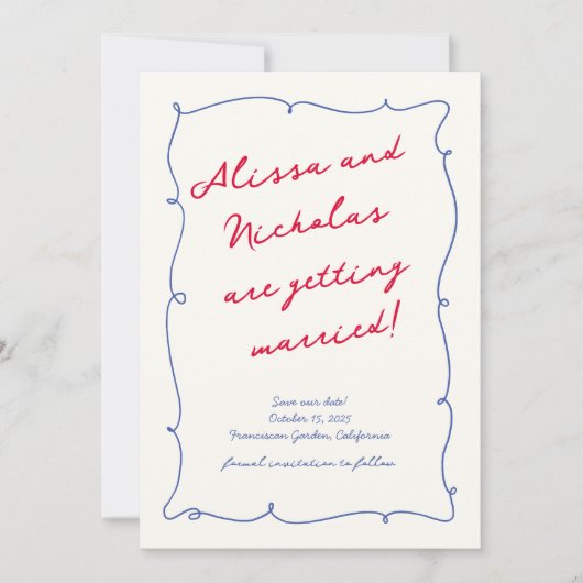 Save The Date Mariage de script de Monogramme Whimsical brillant (Devant)