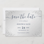 Save The Date Mariage de script de Parties scintillant bleu mari (Devant)
