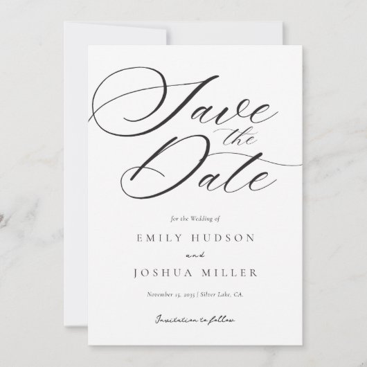 Save The Date Mariage de script élégant et moderne (Devant)