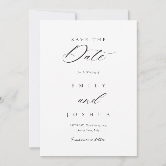 Save The Date Mariage de script élégant et moderne (Devant)