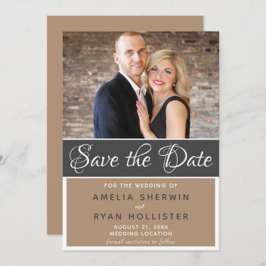 Save The Date Mariage de script élégant moderne photo (Devant / Derrière)