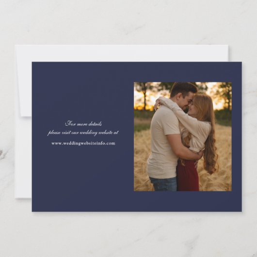 Save The Date Mariage de script élégant Navy Blue 2 Photo (Dos)