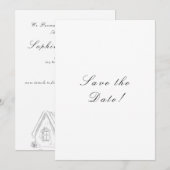 Save The Date Mariage de script élégant noir et blanc (Devant / Derrière)