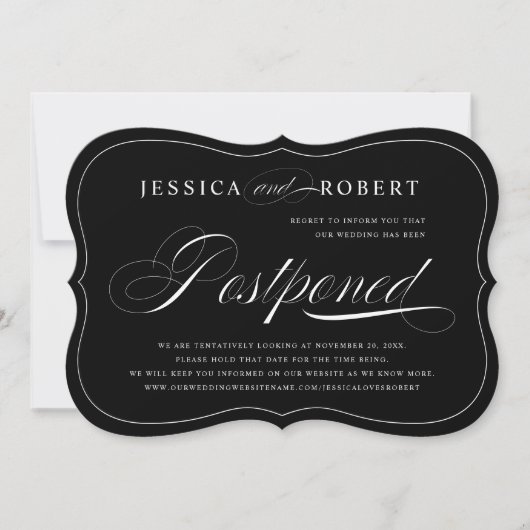 Save The Date Mariage de script élégant noir et blanc repoussé (Devant)