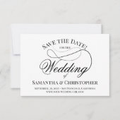Save The Date Mariage de script en dentelle noir et blanc simple (Devant)
