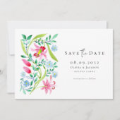 Save The Date Mariage de script Fleur sauvage Whimsical Watercol (Devant)