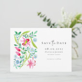 Save The Date Mariage de script Fleur sauvage Whimsical Watercol (Debout devant)