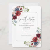 Save The Date Mariage de script Floral Aquarelle (Devant)