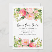 Save The Date Mariage de script Floral Aquarelle (Devant)
