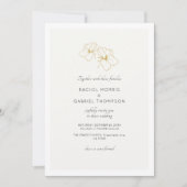 Save The Date Mariage de script floral ivoire et blanc or (Devant)
