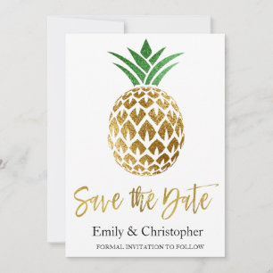 Save The Date Mariage de script Gold Enregistrer l'ananas de dat