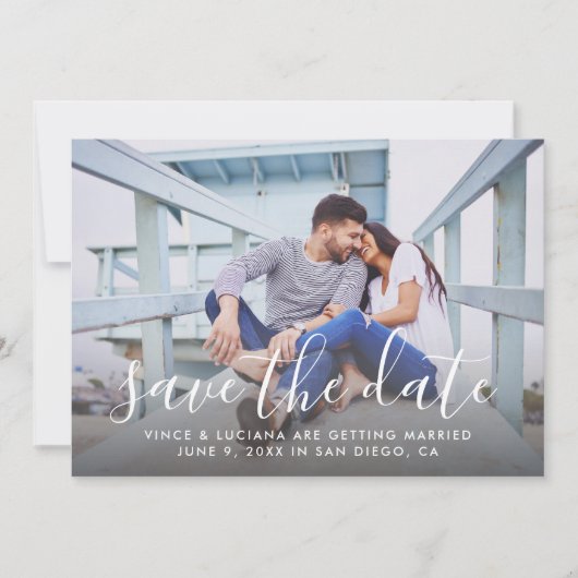 Save The Date Mariage de script manuscrit moderne photo Marine (Devant)
