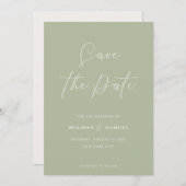 Save The Date Mariage de script manuscrit moderne Sage Green (Devant / Derrière)