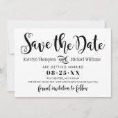 Save The Date Mariage de script manuscrit noir moderne (Devant)