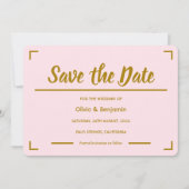 Save The Date Mariage de script manuscrit rose simple (Devant)