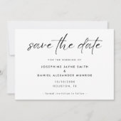 Save The Date Mariage de script minimal noir blanc élégant (Devant)